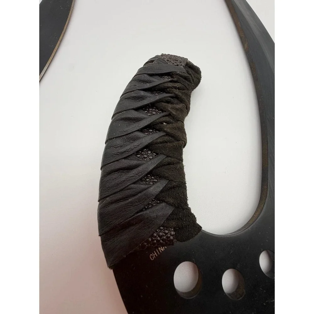 Dual Fantasy Hook Blades Matte Black Serrated Curved Tactical Display Knives Set